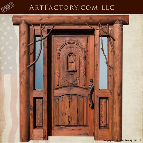 Custom Log Cabin Door Rustic Solid Wood Entrance With