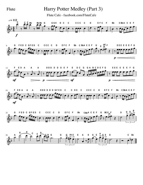 Flute Cafe Harry Potter Medley Flute Sheet Music Flute Sheet Music