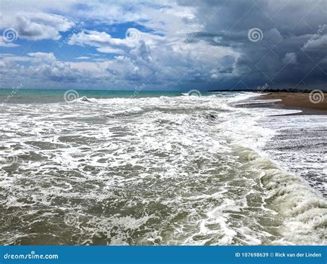 Incoming Storm On The Beach Stock Image Image Of Storm Dark 107698639