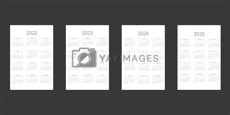 2022 2023 2024 2025 Calendar Template In Classic Strict Style Monthly