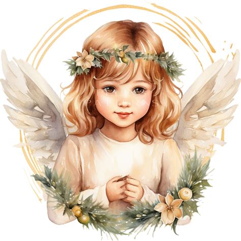 Angel Watercolor Clipart Png Christmas Illustration Png Etsy