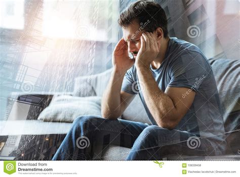 Ill Depressed Man Sitting And Feeling Dad Himself Stock Photo Image