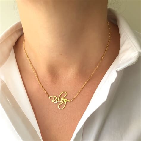 K Solid Gold Personalized Name Necklace Custom Name Etsy