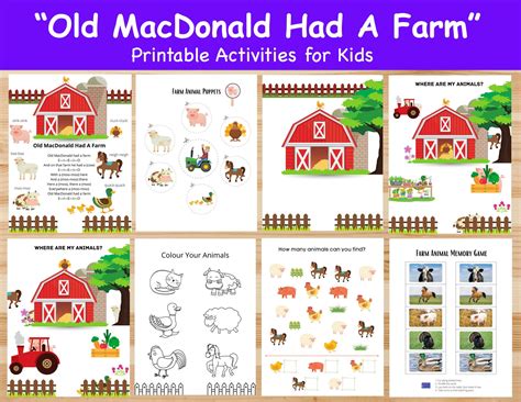 Old Macdonald Had A Farm Activities Farm Animals Games Story Etsy