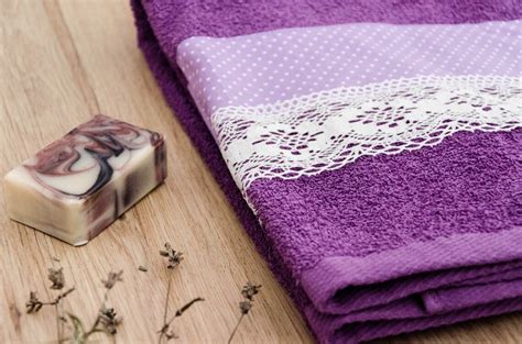 Purple Decorative Bath Towel With Purple Dots Fabric And A Etsy