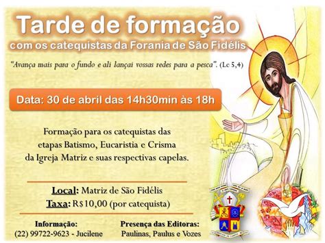 Formação Para Catequistas Na Forania São Fidelis Neste Sábado Diocese