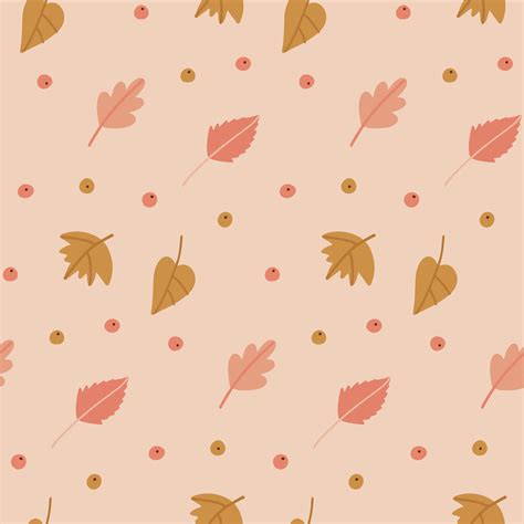 Autumn Leaves Cute Seamless Pattern Pastel Colorful Fallen Leaves And
