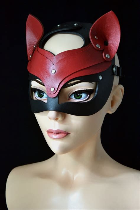 Leather Cat Mask Bdsm Kitten Mask Cat Woman Costume Woman Mask Etsy