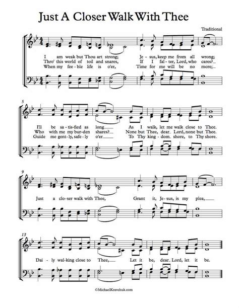 Free Choir Sheet Music Just A Closer Walk With Thee