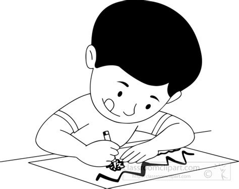 Child Writing Clipart Black And White Clipartfox Clipart Best