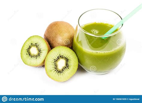 Kiwi Juice And Two Half Kiwis Stock Image Image Of Kiwis Organic