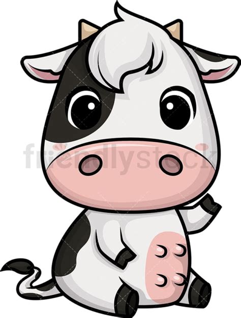 Chibi Kawaii Cow Clipart Cartoon Vector Friendlystock