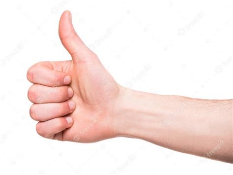 Premium Photo Male Hand Is Showing Thumbs Up Sign Over
