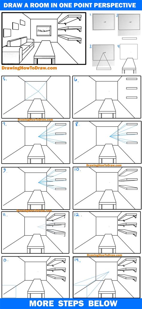 How To Draw A Room In 1 Point Perspective Easy Step By Step Drawing