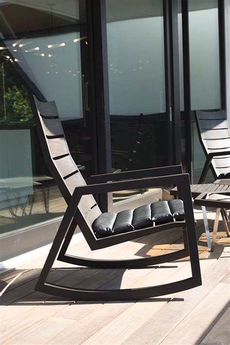 Tangkula outdoor wicker rocking, modern cushioned seating and back, auto adjustable rattan reclining chair, space saving design, garden lawn balcony backyard patio fu, brown. Custom Contemporary Modern Teak Rocking Chair - Indoor ...