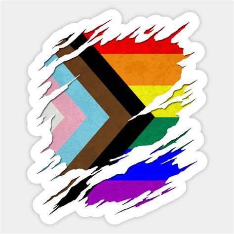 Lgbtq Progress Pride Flag Ripped Reveal Progress Pride Flag Sticker
