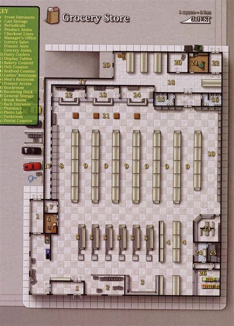 West Generic Grocery Store Plans Modern Map Tabletop Rpg Maps