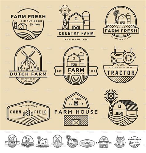 Set Of Vintage And Modern Farm Badge Logo And Labels