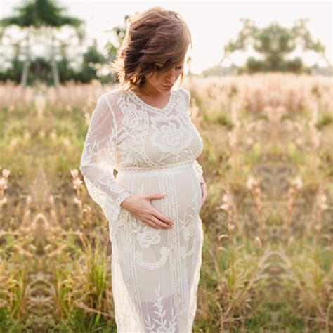 Maternity Dress Maternity Photography Props White Lace Sexy Maxi Dress