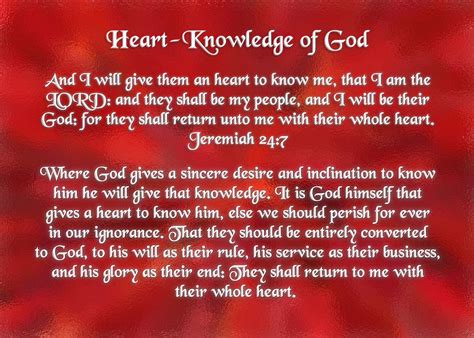 Heart Knowledge Of God Jeremiah 247 And I Will Give Them An Heart