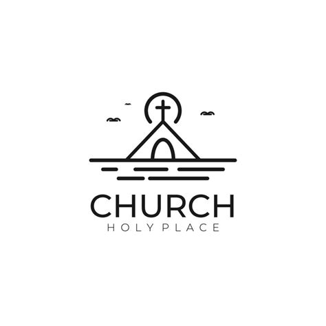 Church Logo Design Inspiration Church Line Art Logo Template Vector