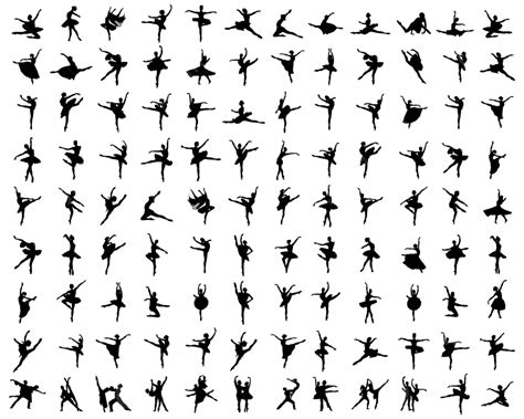 Black Silhouettes Of Ballerinas Ballerina Ballet Dancer Vector