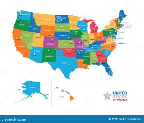 Usa Vektor Karte Der Vereinigten Staaten Von Amerika Vektor Abbildung
