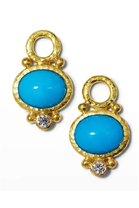 PAQLT Elizabeth Locke 19k Sleeping Beauty Turquoise Diamond Earring