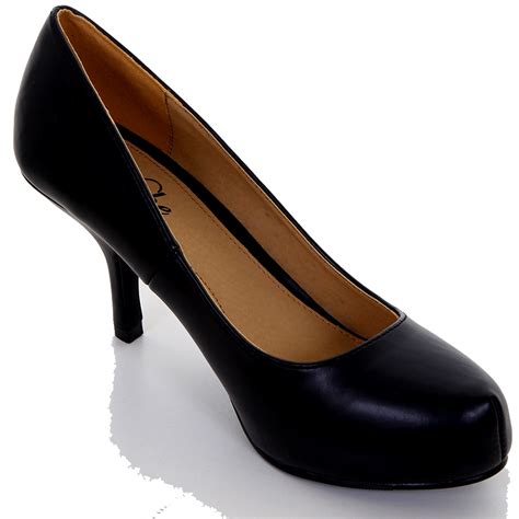 Ladies Small Heel Patent Suede Leather Womens Smart Plain Court Shoes