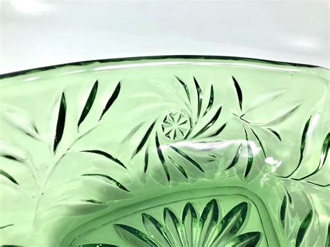 Vintage Hazel Atlas Prescut Triangle Green Glass Dish Etsy