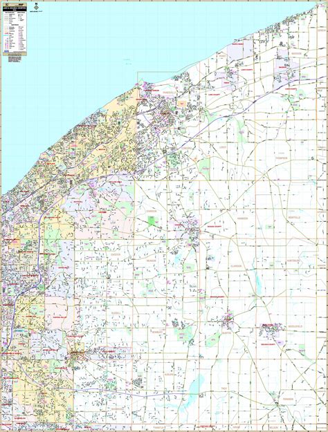 Lake And Geauga Counties Oh Wall Map