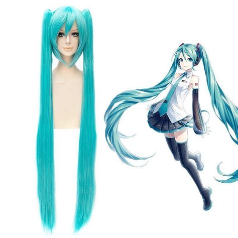 Japanese Anime Vocaloid Hatsune Miku Cosplay Blue Wig 2 Clip On