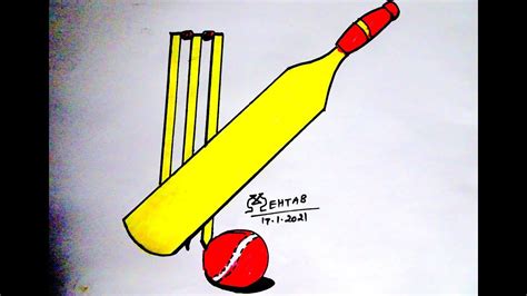 Bat Ball Drawing 🏏easy Drawing Of Bat And Ball🏏 Mehtab Husai
