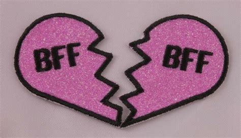 Embroidered Glitter Candy Pink Best Friends Bff Hearts Applique Patch