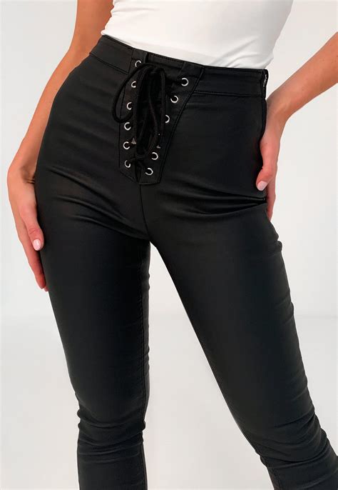 Black Vice High Waisted Coated Lace Front Skinny Jeans Missguided