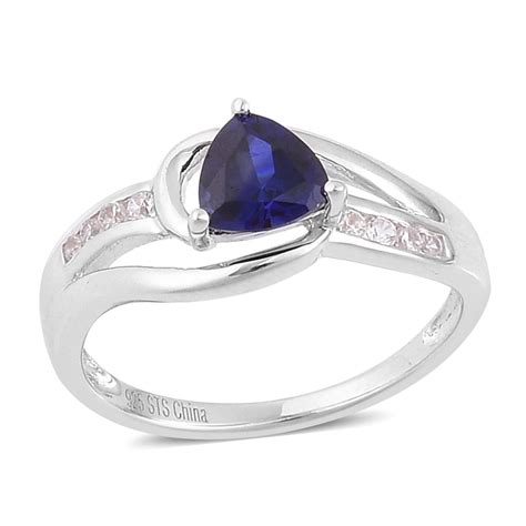 Shop Lc Blue Sapphire White Sapphire Silver Ring For Women 1 Cttw