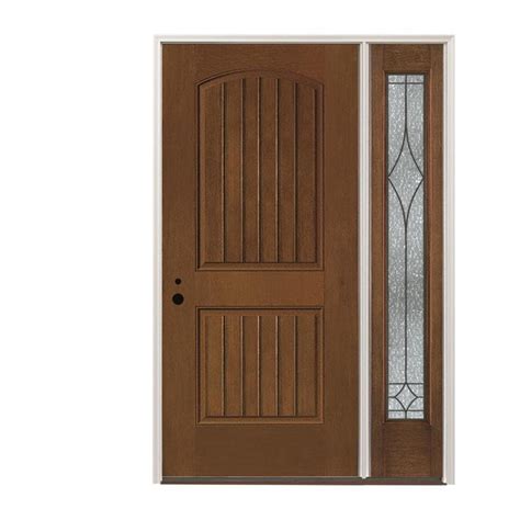 Pella Right Hand Inswing Stained Fiberglass Prehung Entry Door With