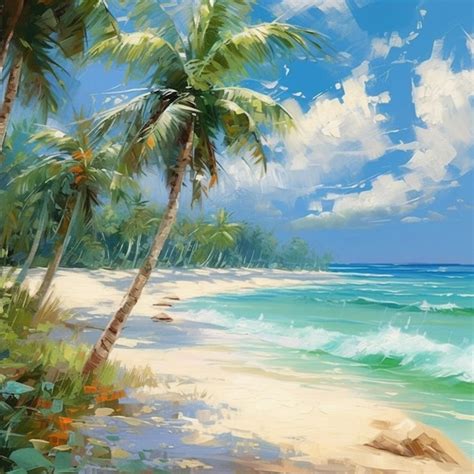 Premium Ai Image Tropical Summer Beach Drawing Art