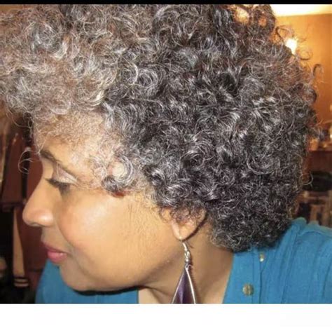c salt and pepper silver grey real hair wigs curly 3 4 human hair half wigs brazilian human