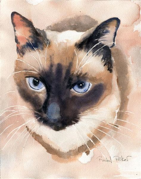 Print Applehead Siamese Cat Art Print Of A Watercolor Painting Big