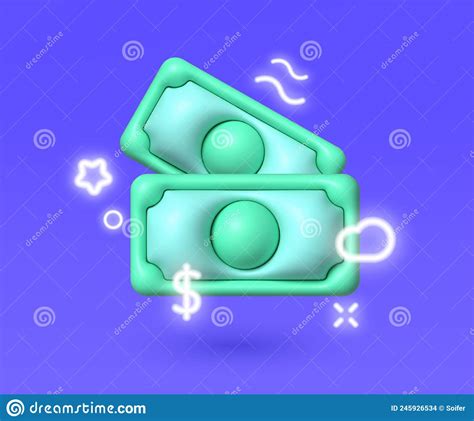 Dollar 3d In Neon Cartoon Style 3d Render 3d Illustration Money
