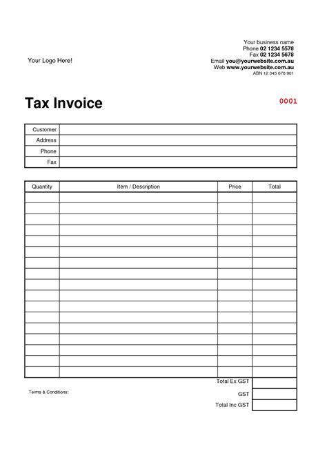 Tax Invoice Template Word Doc Invoice Example