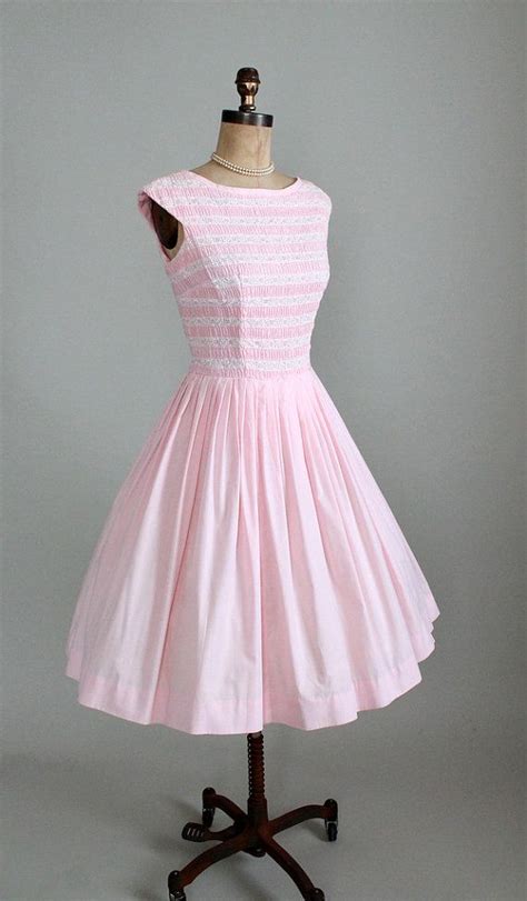 Vintage 1950s Dress 50s 60s Pink Cotton And Lace Sundress Jonathan