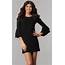 Short Shift Little Black Party Dress With 3/4 Sleeves