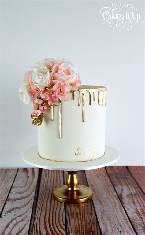 60th birthday cakes for ladies women female dvlpmnt. Classy and elegant golden drizzle 60th birthday cake with ...