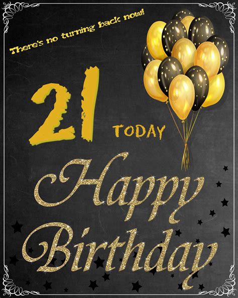 21st Birthday Chalkboard Poster Happy 21st Birthday Anniversary Sign