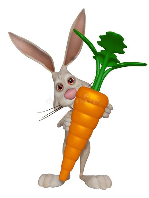Cartoon Easter Bunny With A Big Carrot Stock Illustration