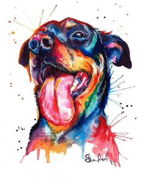 Colorful Rottweiler Rottie Art Print Print Of My Etsy In 2020