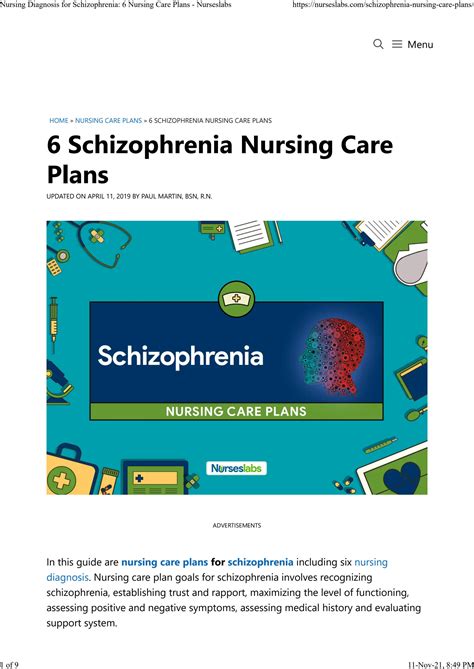 SOLUTION: Nursing diagnosis for schizophrenia 6 nursing care plans