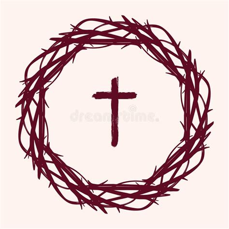 Crown Of Thorns And Cross Easter Religious Symbol Of Christianity Hand